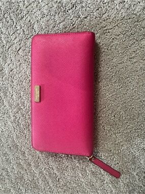 kate spade Hot Pink Zip Wallet with Patterned Interior